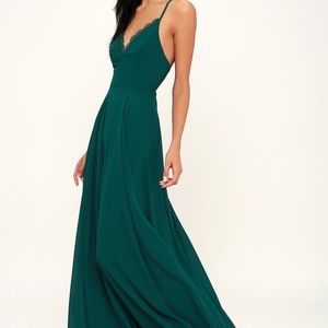 Forest Green Tie-Up Maxi Dress